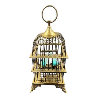Vintage Solid Brass Decorative Birdcage For Sale