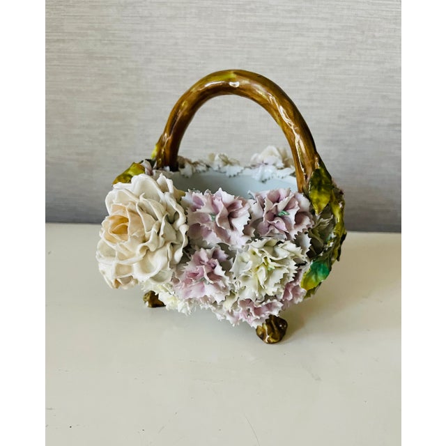 Traditional Easter Antique German Porcelain Flower Basket Sitzendorf For Sale - Image 3 of 10