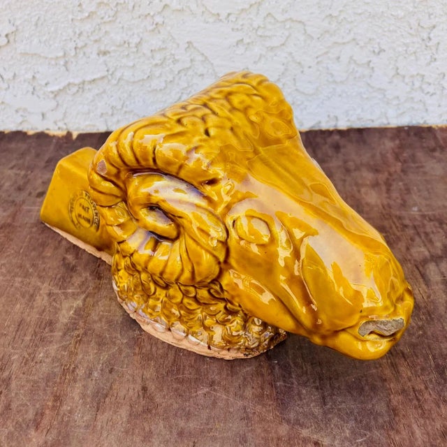 Mid Century French Ceramic Ram's Head Bust by Terres De Provence For Sale In Los Angeles - Image 6 of 12