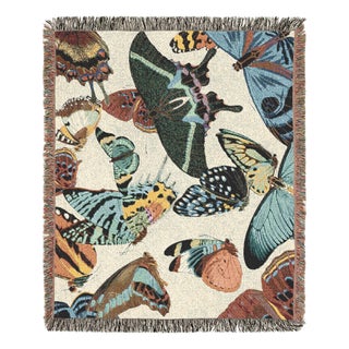 Colorful Butterfly Woven Throw Blanket – 60 × 50 For Sale