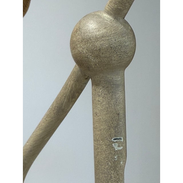 Sculptural Split Reed Cane Rattan Floor Lamp Woven Rope Shade Spherical Metal Feet For Sale - Image 12 of 17