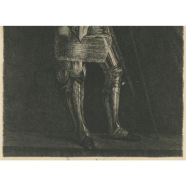 19th Century Paul Rajon, A Man in Armor, 1875, Etching For Sale - Image 5 of 9