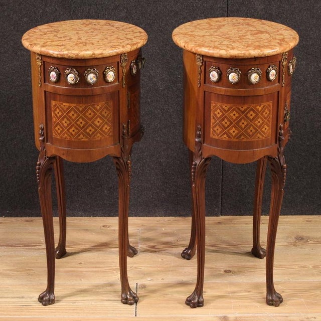 20th Century French Inlaid Bedside Tables, 1930s, Set of 2 For Sale - Image 3 of 11