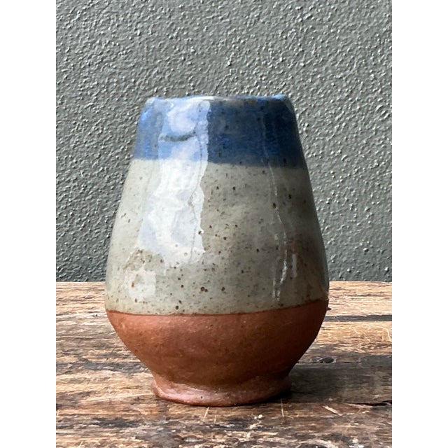 Vintage Blue and Gray Ceramic Vase For Sale - Image 12 of 12