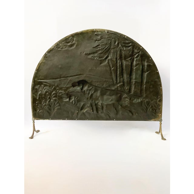 Gold Mid-Century Repoussé Birddog Fire Screen For Sale - Image 8 of 8