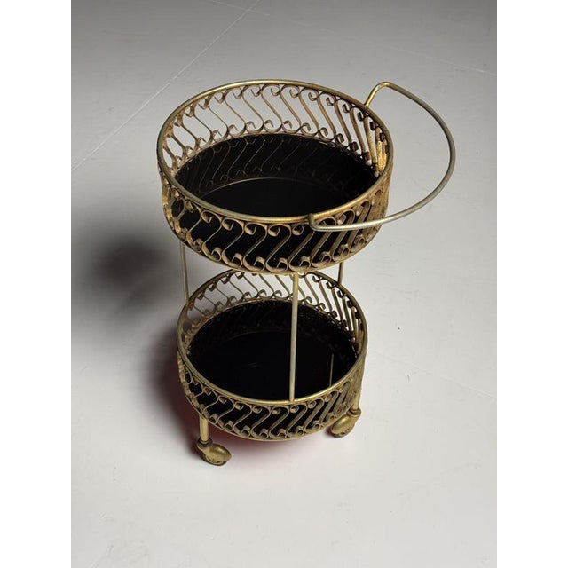 Vintage Black Glass Side Table or Trolley For Sale - Image 5 of 14