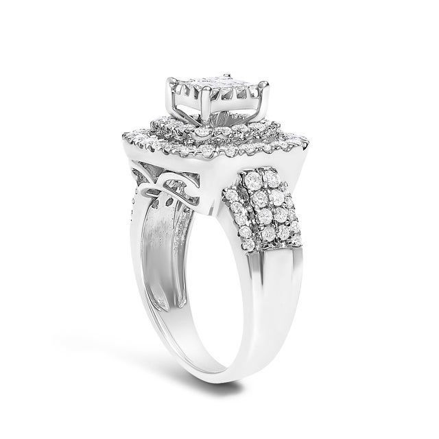 Haus of Brilliance 14KT White Gold Diamond Cocktail Ring (1 1/2 cttw, H-I Color, SI2-I1 Clarity) For Sale - Image 4 of 6