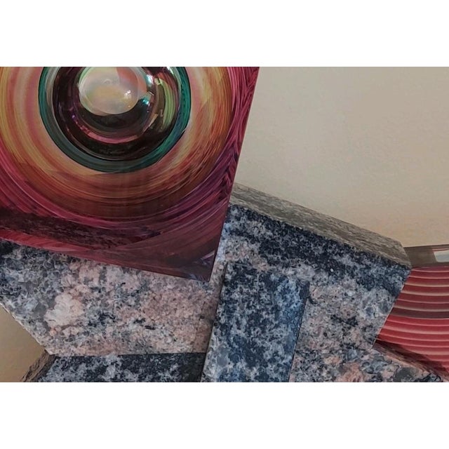 1990s 1990s Kit Karbler and Michael David Art Glass and Granite Base Sculpture '' Third Conversation'' For Sale - Image 5 of 11