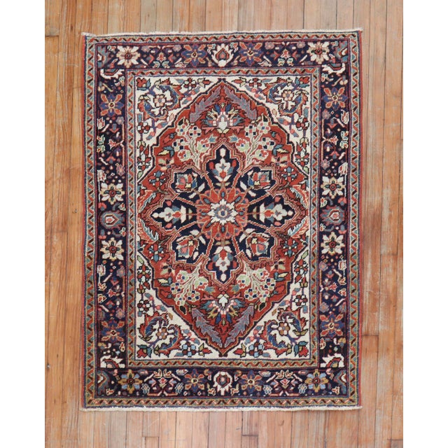 Textile Traditional Antique Heriz Rug, 3'3'' X 4'4'' For Sale - Image 7 of 7