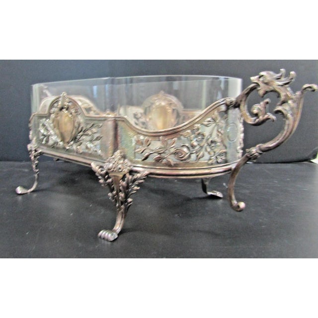 1910s 1910s Topazio Portuguese Sterling Silver Crystal Centerpiece Jardiniere Dragon Handles For Sale - Image 5 of 18