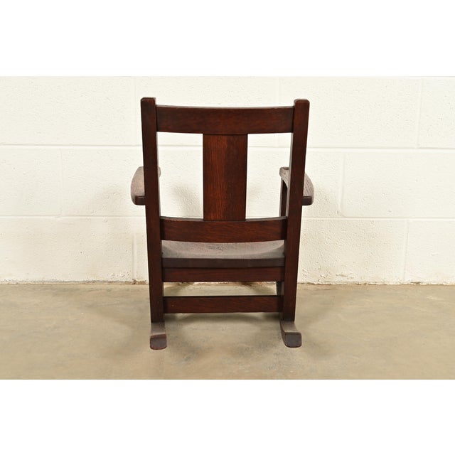 Limbert Antique Mission Oak Arts & Crafts Child's Rocking Chair, Circa 1910 For Sale - Image 12 of 14
