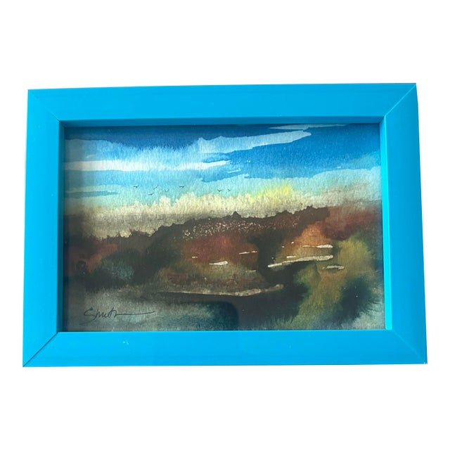 “Serenity Now” Framed Signed Original Watercolor by Nancy Smith For Sale