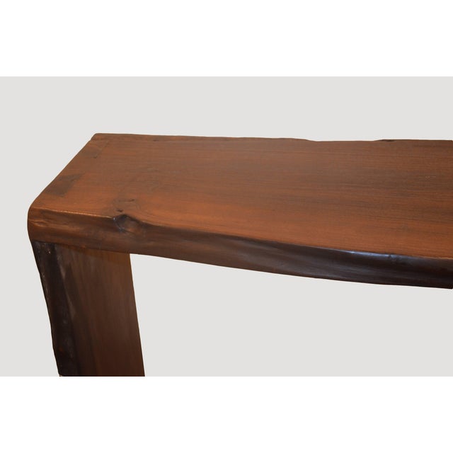Andrianna Shamaris Single Burnt Teak Wood Console For Sale - Image 12 of 18