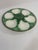 A striking antique French Faience Longchamp glazed majolica oyster plate with a vibrant green basket weave background and...