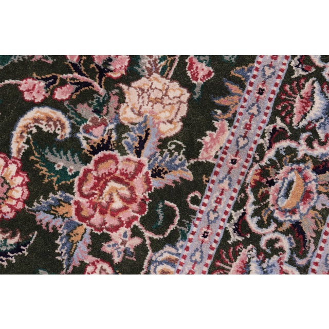 Elegant Floral 1990's Pak-Persian Green/Pink Wool Rug - 2'6'' X 4'3'' For Sale In New York - Image 6 of 9