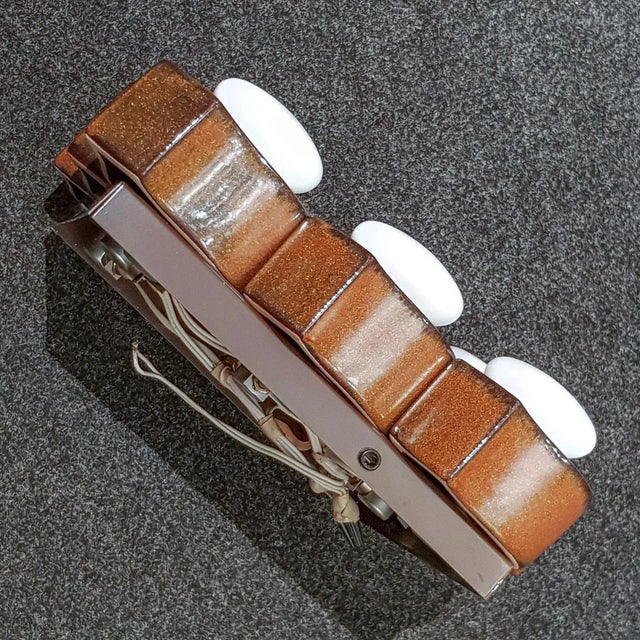 Ceramic Mid-Century Wall Light or Ceiling Lamp in Brown Ceramic by Cari Zalloni for Leola, 1960s For Sale - Image 7 of 16