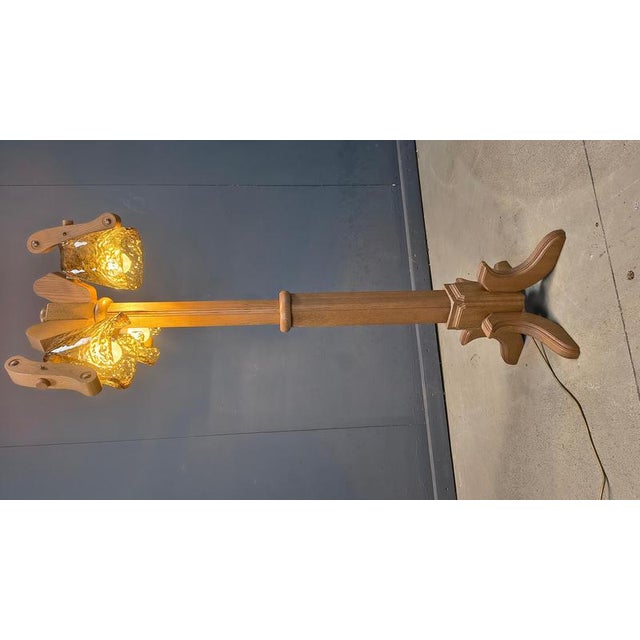 Rustic Oak and Murano Glass Floor Lamp, 1960s For Sale - Image 4 of 14