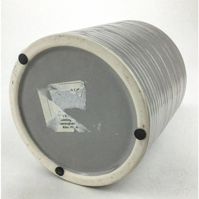 Light Gray Modern Ceramic Ribbed Design Vase For Sale - Image 8 of 9