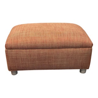 Baker Furniture Company Ottoman in Pink and Orange Tweed Tapestry For Sale