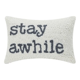 Stay A While Hook Pillow, 12" x 8" For Sale