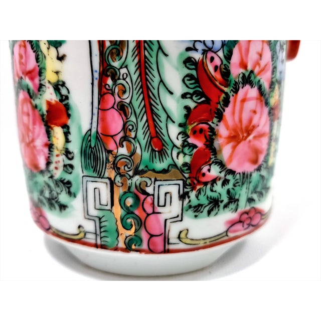 Vintage Chinese Rose Medallion Porcelain Tea Canister With Phoenixes Butterflies and Pink Flowers For Sale - Image 12 of 12