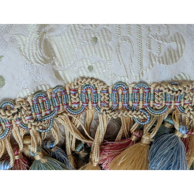 Custom Scalamandre Silk Floral Throw Pillows With Cord Work and Tassel Fringe For Sale - Image 9 of 13