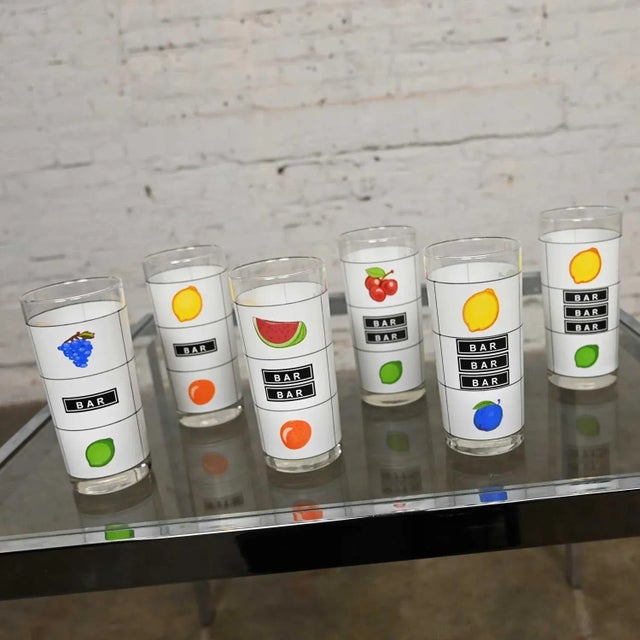 Modern Late 20th Century Casino Slot Machine Highball Cocktail Glasses Set of 6 For Sale - Image 3 of 13