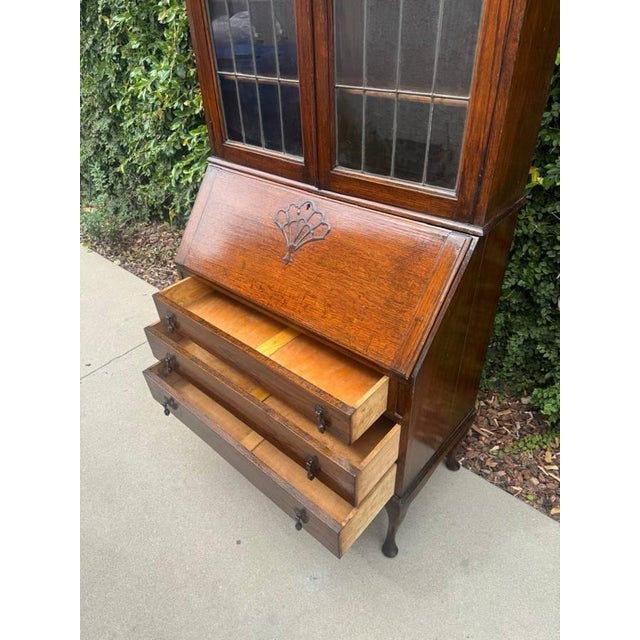 Vintage Uk Imported Edwardian Style Bureau Bookcase/Secretary Desk For Sale - Image 13 of 18