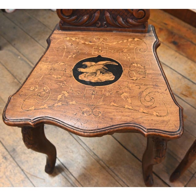 Set of Black Forest Hall Chairs in Carved Walnut, 1840s For Sale - Image 4 of 8