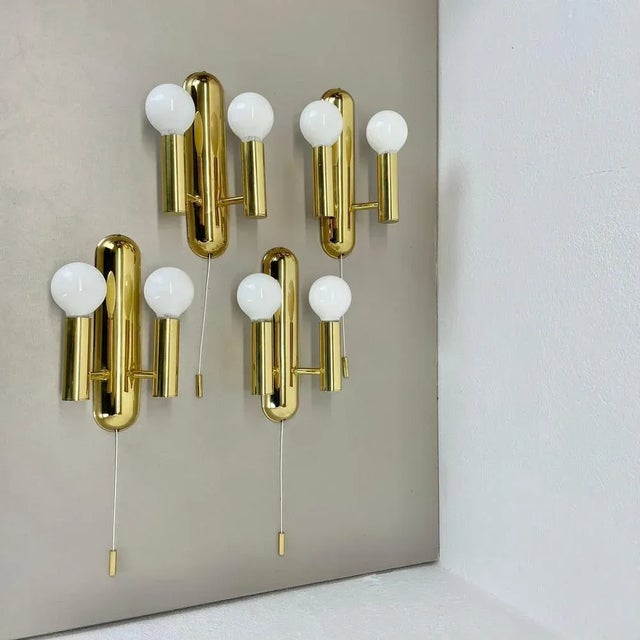 Space Age Brass Wall Lights from Sölken Lights, Germany, 1980s, Set of 2 For Sale - Image 3 of 18