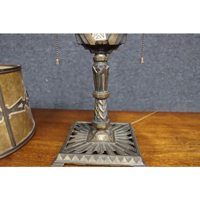 Early 20th Century Art Deco Three-Light Table Lamp With Mica Shade For Sale - Image 17 of 17