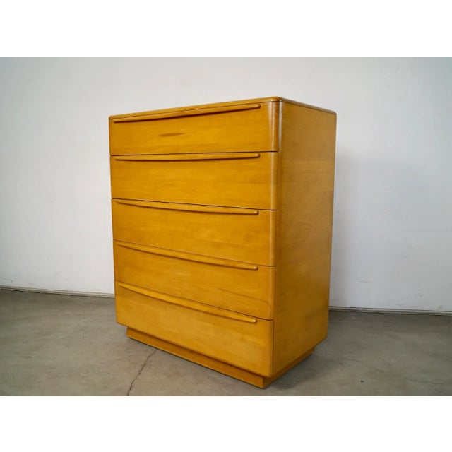 1950s 1950’s Mid-Century Modern Heywood Wakefield Solid Maple Highboy Dresser For Sale - Image 5 of 12