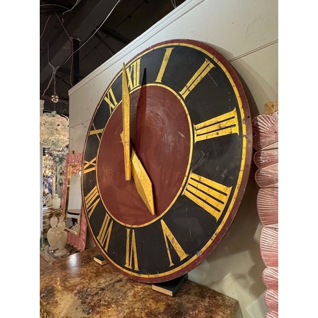 Interesting and rare French metal clock face made of steel. A fabulous decorative element. Nice! Circa 1940 78 dia