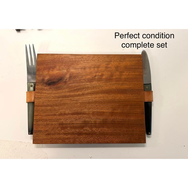 Mid-Century Modern 1950s Mid-Century Modern Werkstätte Carl Auböck Austria Teak Picnic Boards W/ Horn Utensils - 17 pcs For Sale - Image 3 of 7