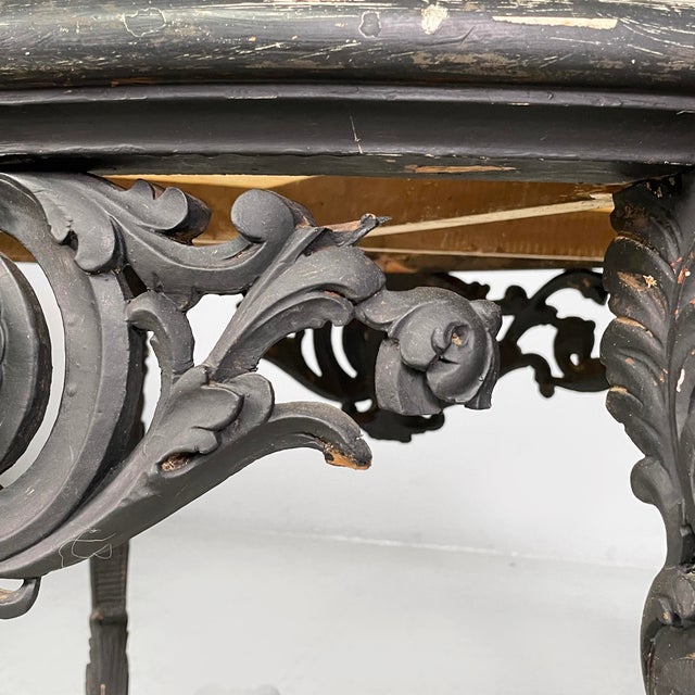 19th Century Italian Coffee Table in Black Wood and Marble For Sale - Image 13 of 18
