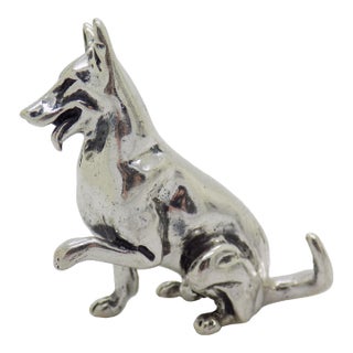 Vintage Italian Handmade Genuine Sterling Silver 925 German Shepherd Dog Figurine, Made in Tuscany (Arezzo, Italy) For Sale