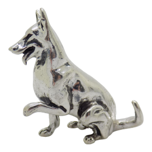 Vintage Italian Handmade Genuine Sterling Silver 925 German Shepherd Dog Figurine, Made in Tuscany (Arezzo, Italy)