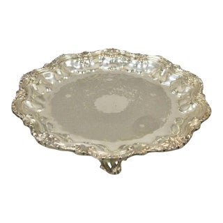 Vintage English Silver MFG Regency Style Silver Plated 12" Trinket Platter Tray For Sale