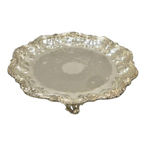 Vintage English Silver MFG Regency Style Silver Plated 12" Trinket Platter Tray