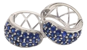 Natural 2.08 cts blue sapphire earrings in 14k gold