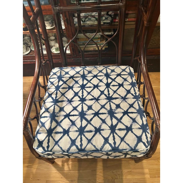 Vintage Very Large Chinoiserie Wrapped Rattan Wingback Chair in the Style of Ficks-Reed For Sale - Image 10 of 12