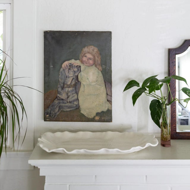 Large Ceramic Banana Leaf Serving Platter Lotus White by Metlox Usa For Sale - Image 10 of 15