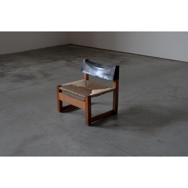 Vintage Dutch Low Chair with Rush Seating, 1960s For Sale - Image 5 of 14