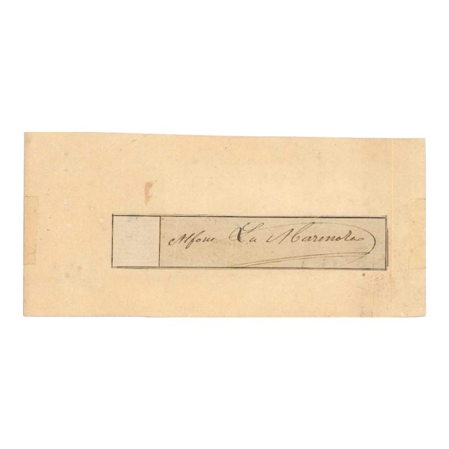 Alfonso La Marmora, Card Signed by Gen. Alfonso La Marmora, Mid-19th Century For Sale