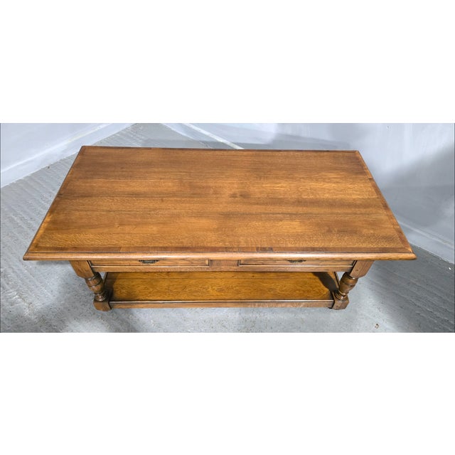 Wood Vintage Oak Plank Coffee Table, 1920 For Sale - Image 7 of 11