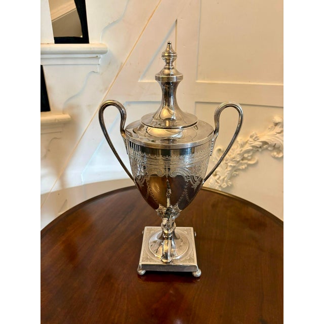 Antique Victorian Sheffield Silver Plated Tea Urn from Walker & Hall, 1880 For Sale - Image 15 of 15