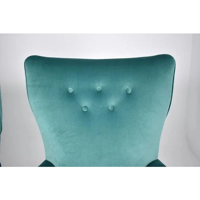 Turquoise 1950s Italian Midcentury Armchairs by Isa Bergamo- Set of 2 For Sale - Image 8 of 11