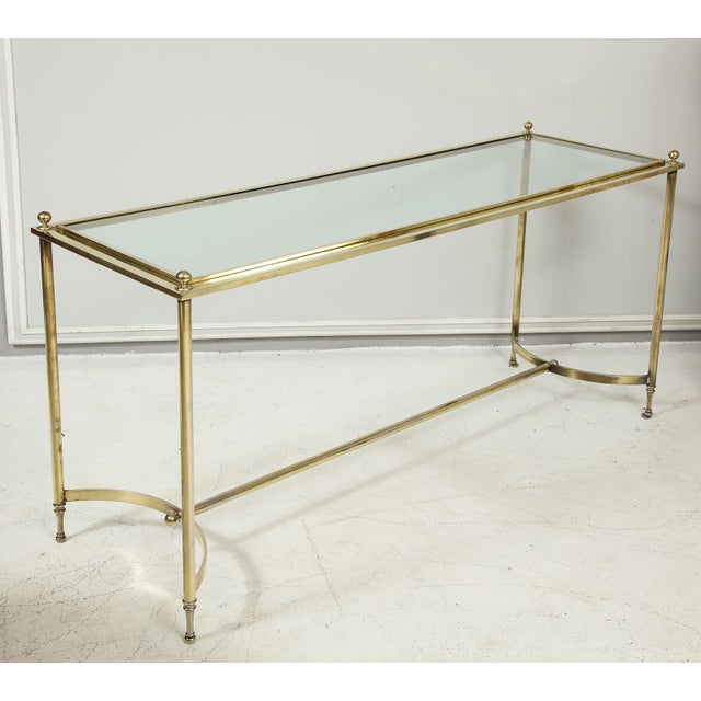 Vintage Brass and Chrome Glass-Top Console Table For Sale - Image 11 of 11