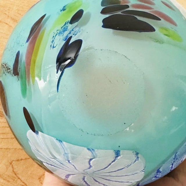 Vintage Mouth Blown Glass Bowl With Millefiori in Blue For Sale In Los Angeles - Image 6 of 7
