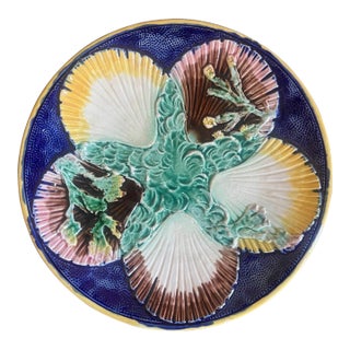 Late 19th Century Majolica Shell Motif Plate For Sale